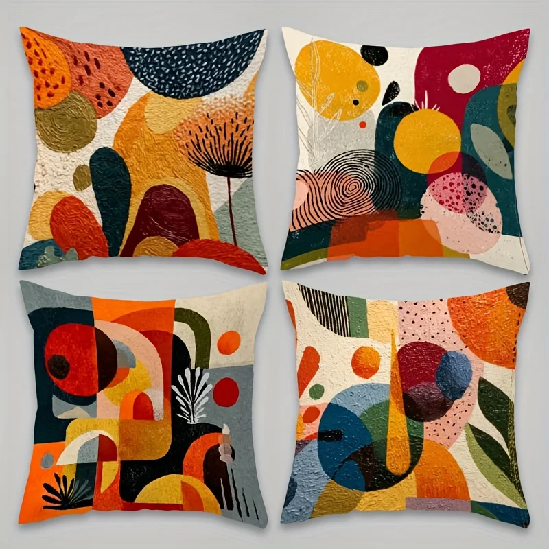 1PC 2D Flat Boho Abstract Art Throw Pillow Covers Mid Century Modern Decorative Cushion Cases for Home Sofa Bedroom