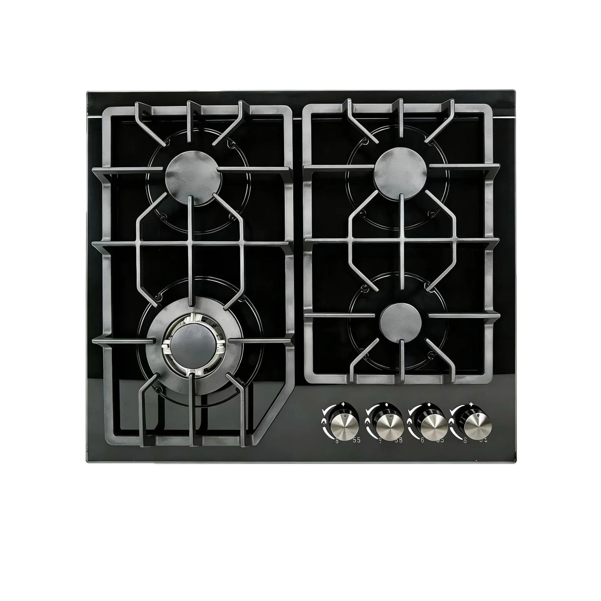4 Burner Gas Stove, Tempered Glass, Built-in Cooktop, Natural Gas LPG, Home Kitchen Appliance, Stainless Steel, High Efficiency
