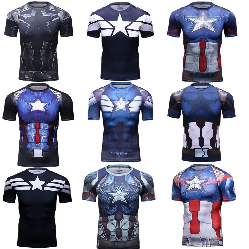 Men's Compression Shirt 3D Star Print Quick Dry Gym T-shirt Short Sleeve Fitness Workout Tops for Outdoor Sports