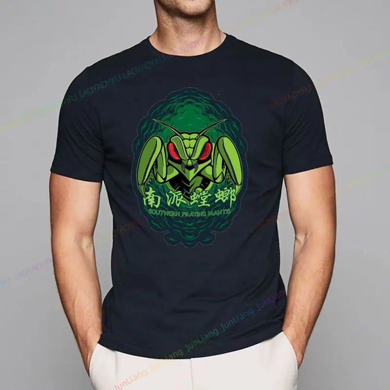 تي شيرت شاولين مانتيس، تي شيرت قطني بأكمام قصيرة للرجال من Fatal Mantis الصيني الكونغ فو، فضفاض، كاجوال، قابل للتنفس ورجعي
