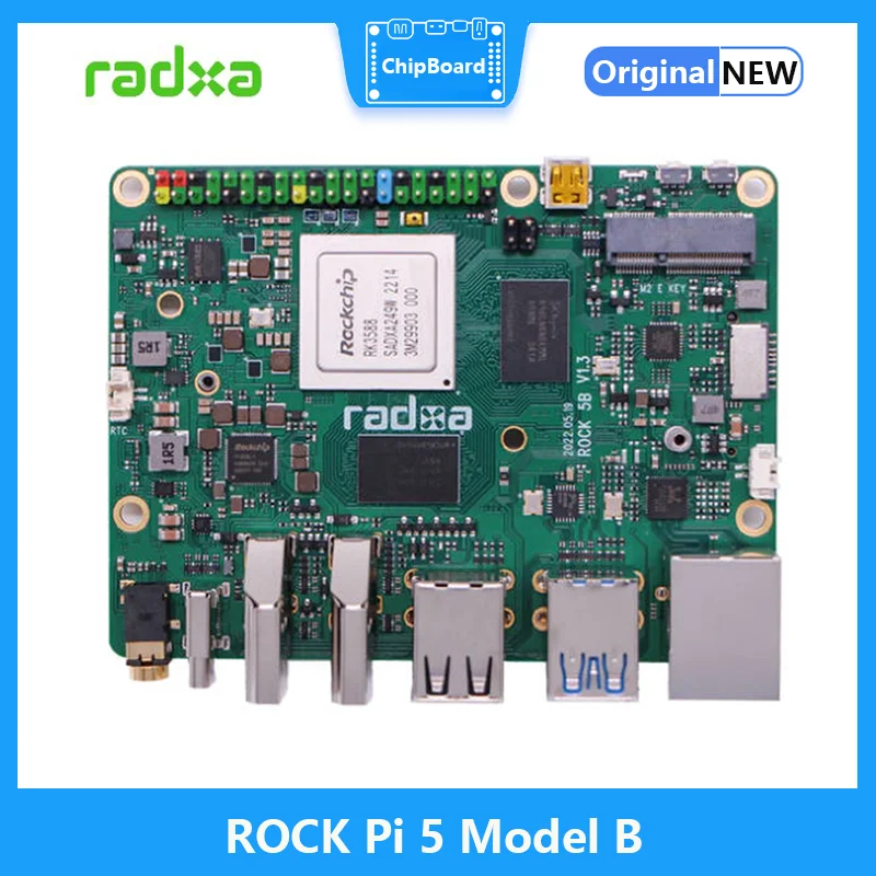 

8-ядерная макетная плата Radxa ROCK Pi 5B ROCK Pi 5 Model B RK3588, RAM 4 Гб 8 Гб 16 Гб опционально