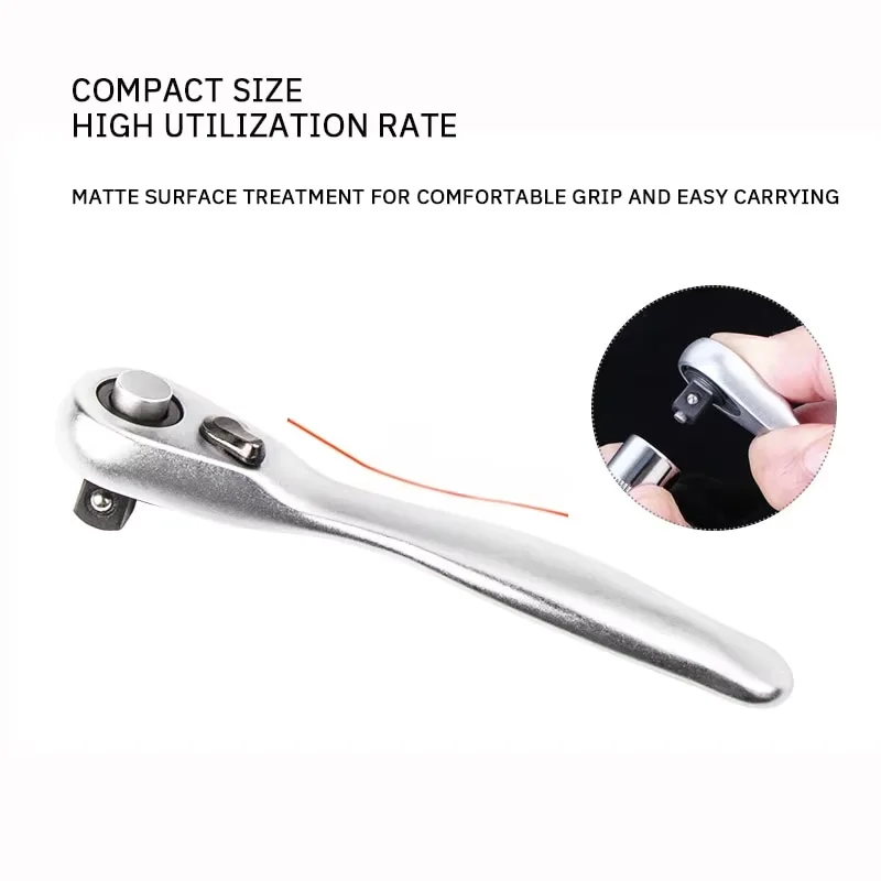 自動車修理ミニラチェットセット 1/4インチ 72歯クイックリリースソケットレンチ 六角トルクツール ハンドツール 家庭用機械作業用