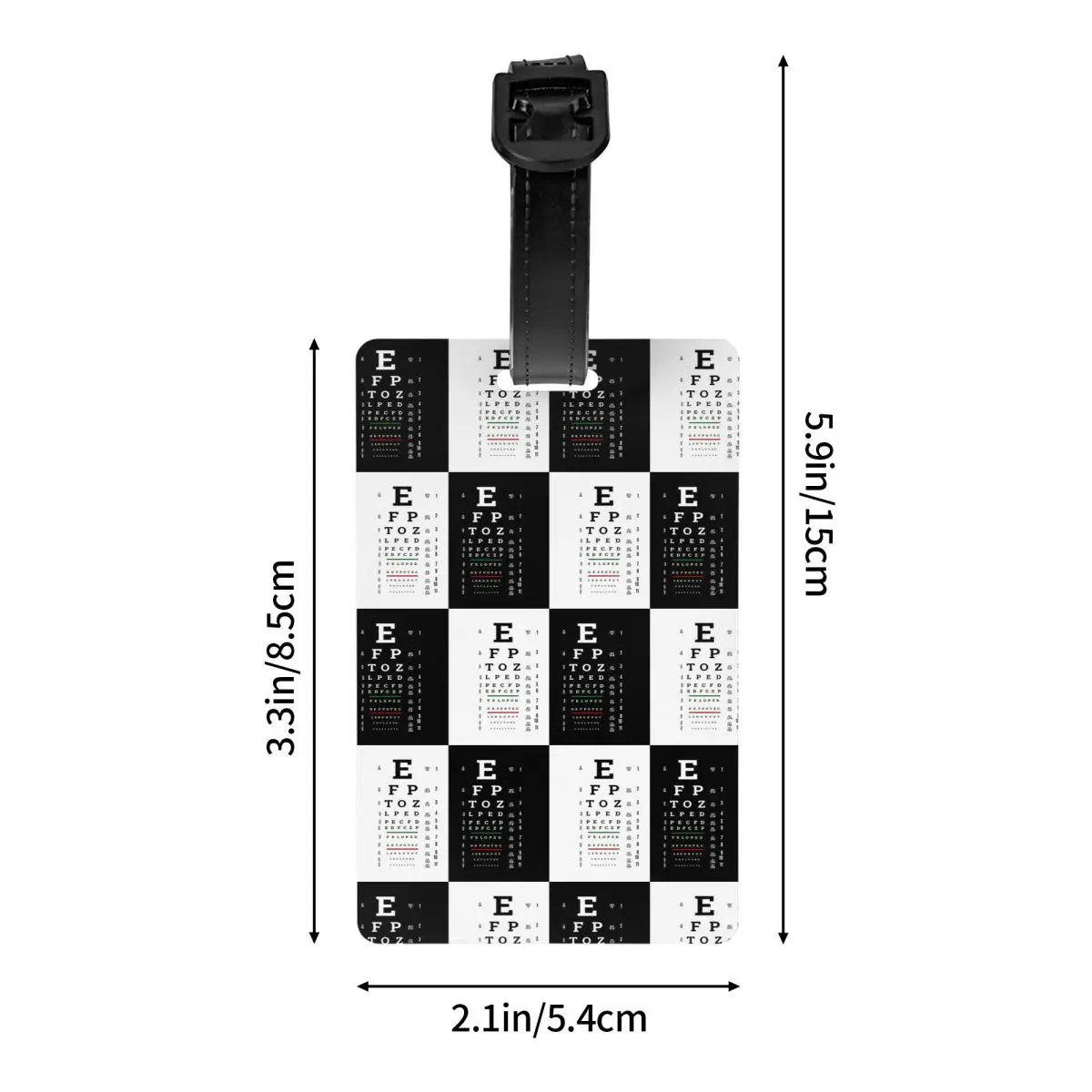 Gráfico Snellen personalizado, etiquetas de equipaje para prueba ocular, optometrista personalizado, etiquetas de equipaje para óptica, cubierta de privacidad, tarjeta de identificación con nombre