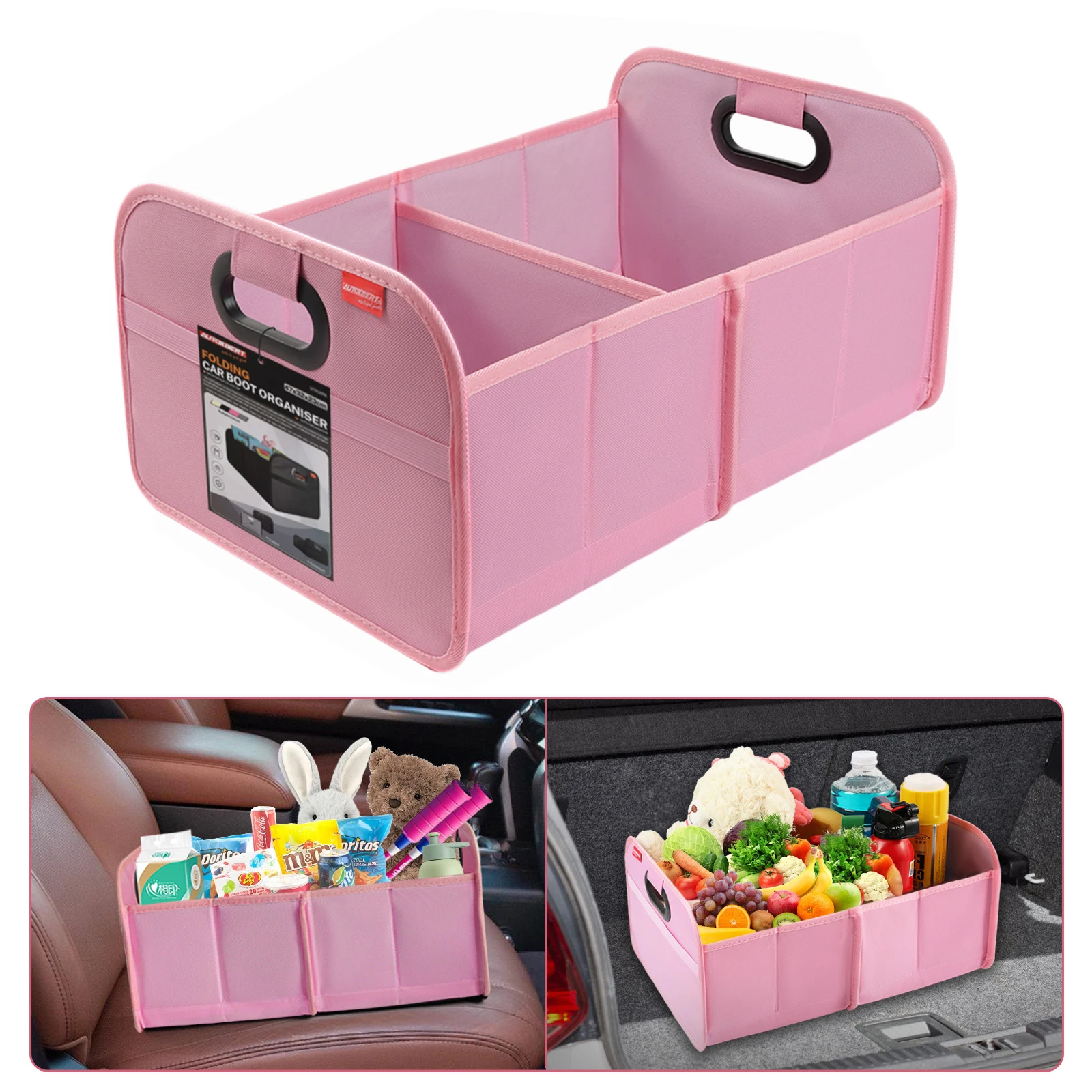 

Trunk Organizer-35L Oxford Folding Car Organizer Sturdy Car Organizer with Collapsible Multi-Compartment for SUVs Sedans (Pink)