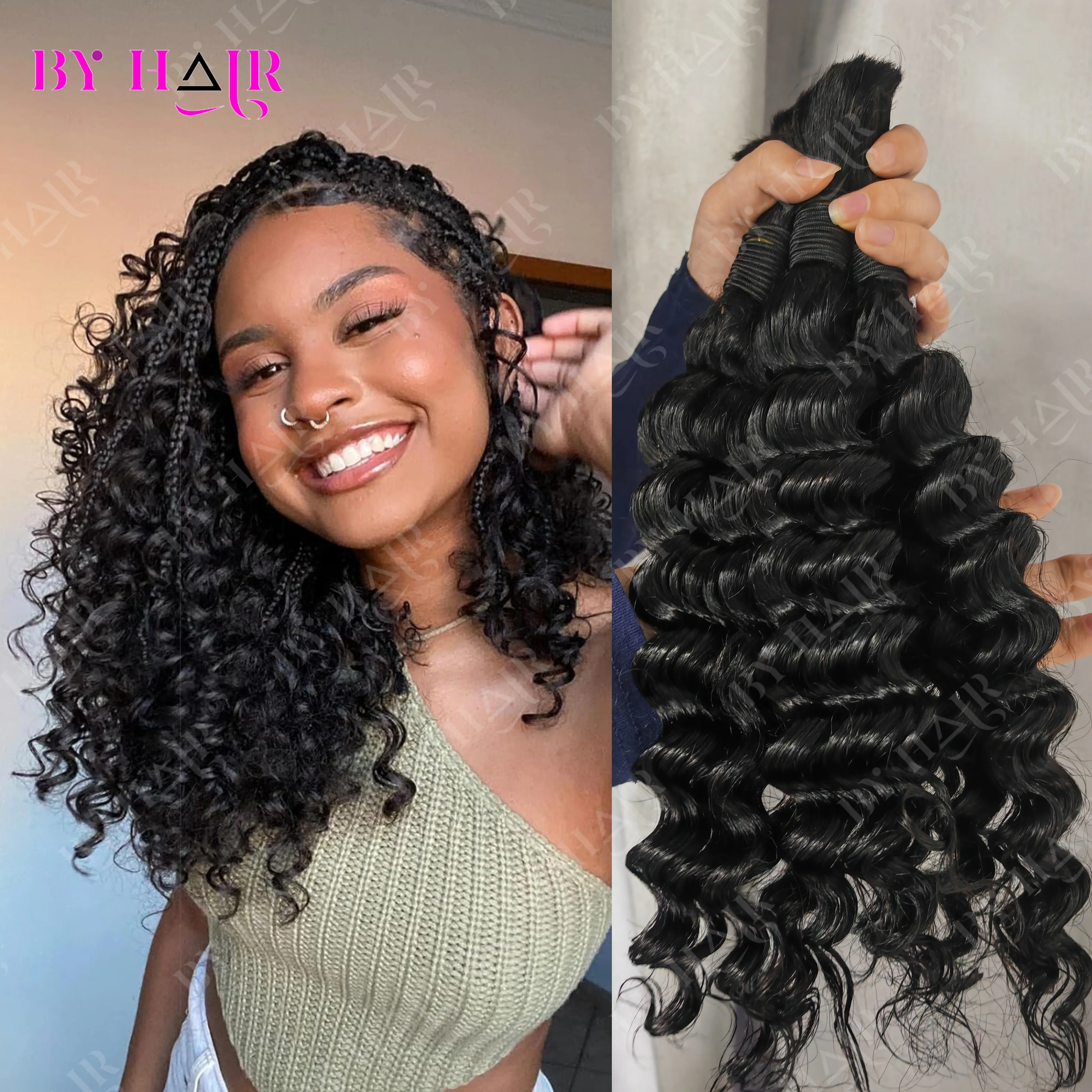 

Глубокая волна, объемные человеческие волосы, плетение человеческих волос, 50 г, 100 г, без утка, 100% пучки человеческих волос, микро-человеческие плетения волос для косичек в стиле бохо