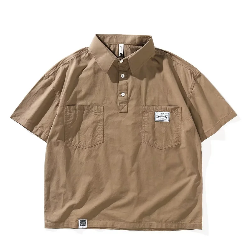 

Short-sleeved Polo Shirt For Men In Spring And Summer Work Shirt Japanese Retro Lapel Half-sleeved Design T-shirt Handsome Shirt