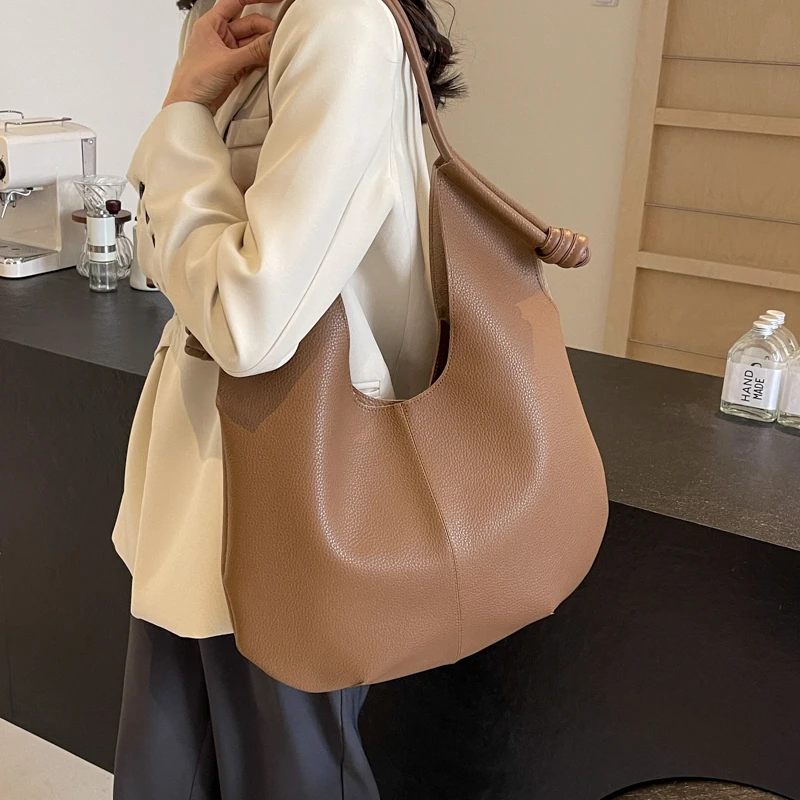 LEFTSIDE 2 Pcs/set Big Underarm Bags for Women 2024 Y2K Korean Fashion Simple Handbags and Purses Pu Leather Shoulder Bag