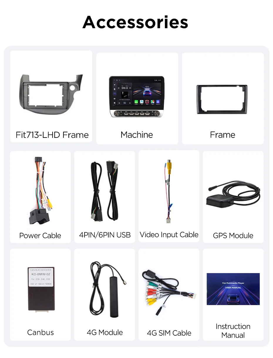 Junsun 10,1-Zoll-Autoradio für HONDA FIT JAZZ 2007-2013, kabelloses CarPlay, Android Auto, intelligente Systeme, IPS-Touchscreen mit physischen Tasten, DSP, GPS-Navigation, WiFi, DAB+, RDS, FM/RAM, BT, SWC, Plug-and-Play, 2DIN-Multimedia-Player – Detail 26