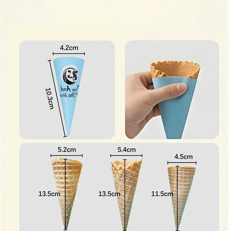 1000pcs Ice Cream Cone Sleeves, Disposable Party DIY Paper Waffle  Cone Holders, Oil-Proof Ice Cream Packaging Storage view 6