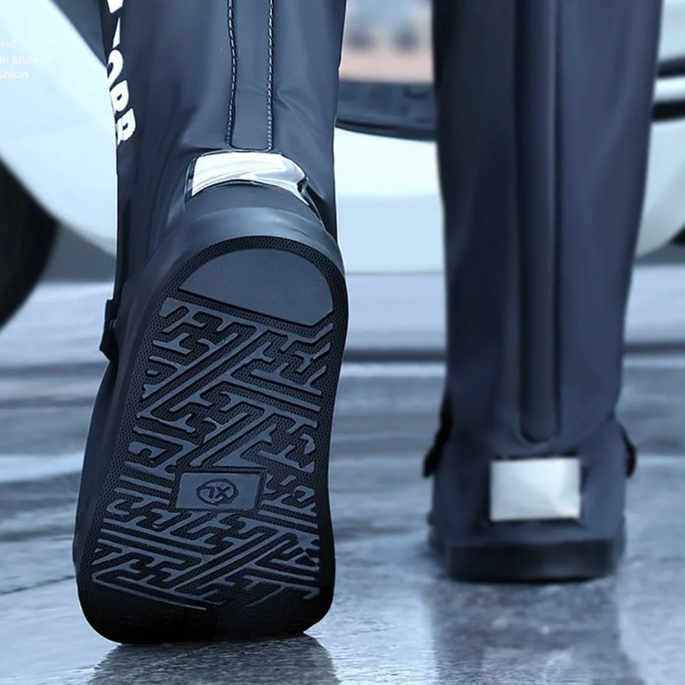 

Zipper High Tube Shoe Cover Fashion Black PVC Rainproof Shoe Cover Thick Impermeable Waterproof Rain Boot Men