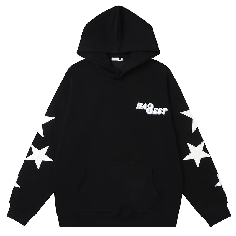 Aelfric Eden Vintage Alphabet Print Star Embroidery Hoodie Vintage Y2K Harajuku Hip Hop Loose Cotton Hooded Streetwear Pullover