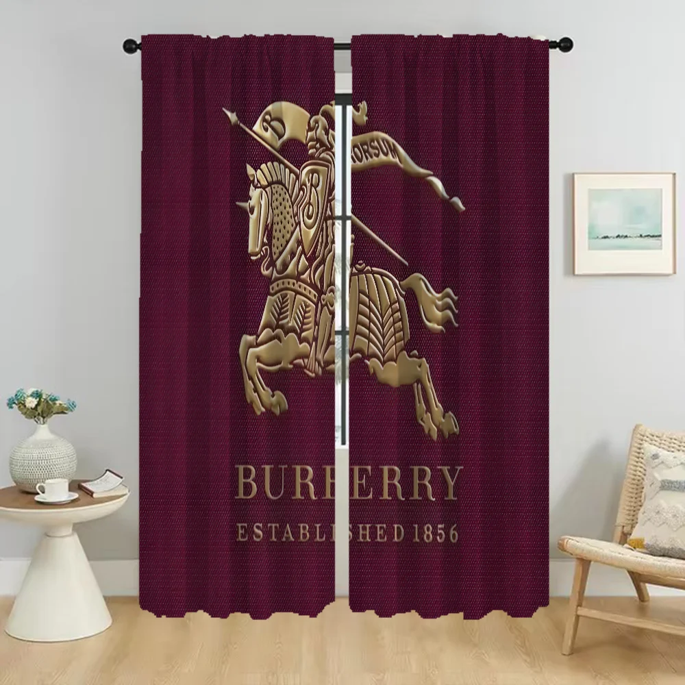 Burberrys Window Curtain for Room 2 Panel Modern Living Room Curtains Shades Halloween Decoration Partition Tulle for Bedroom