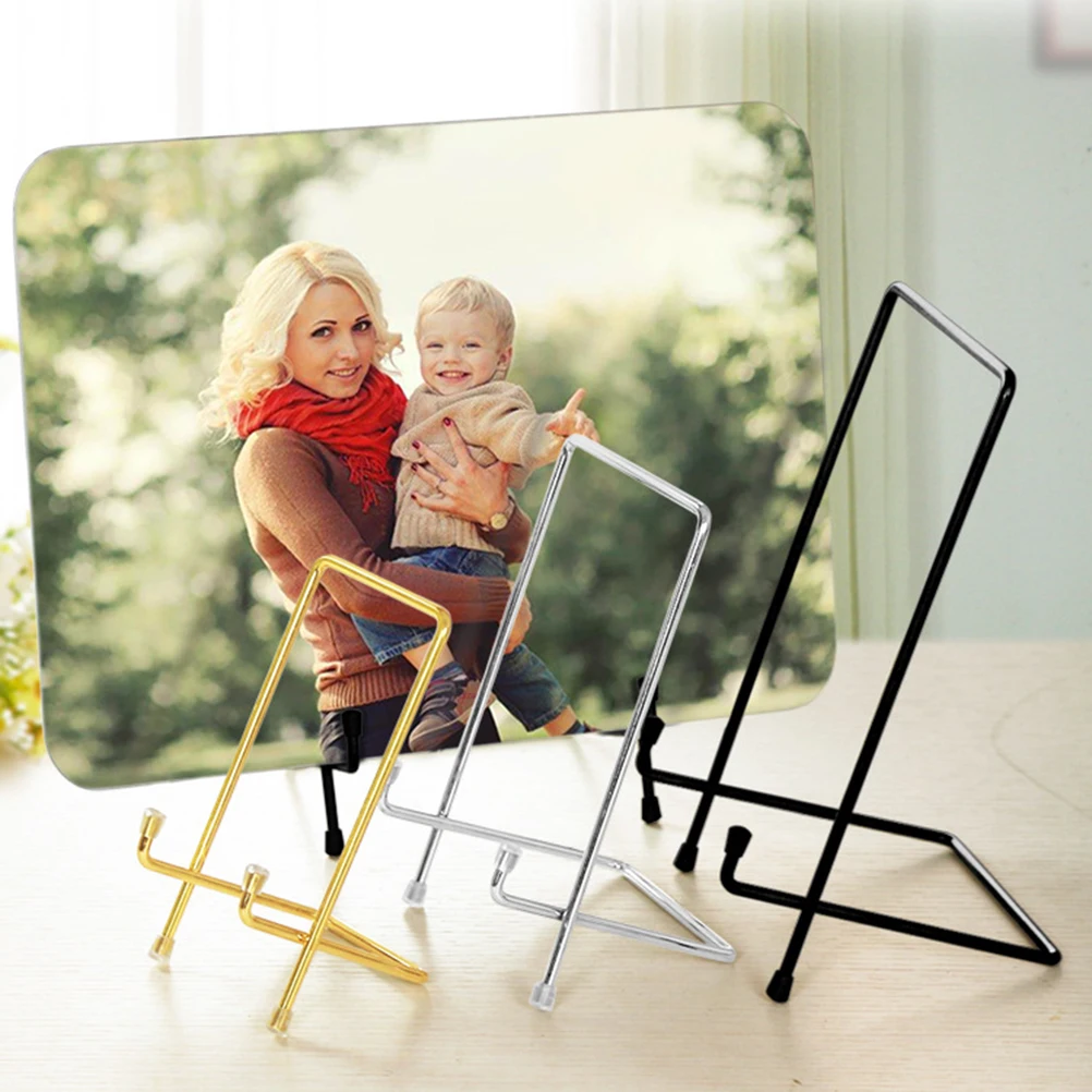 

Iron Photo Frame Display Stand Heavy Duty Black Electroplated Finish Craft Show Picture Rack Book Holder Home Decor