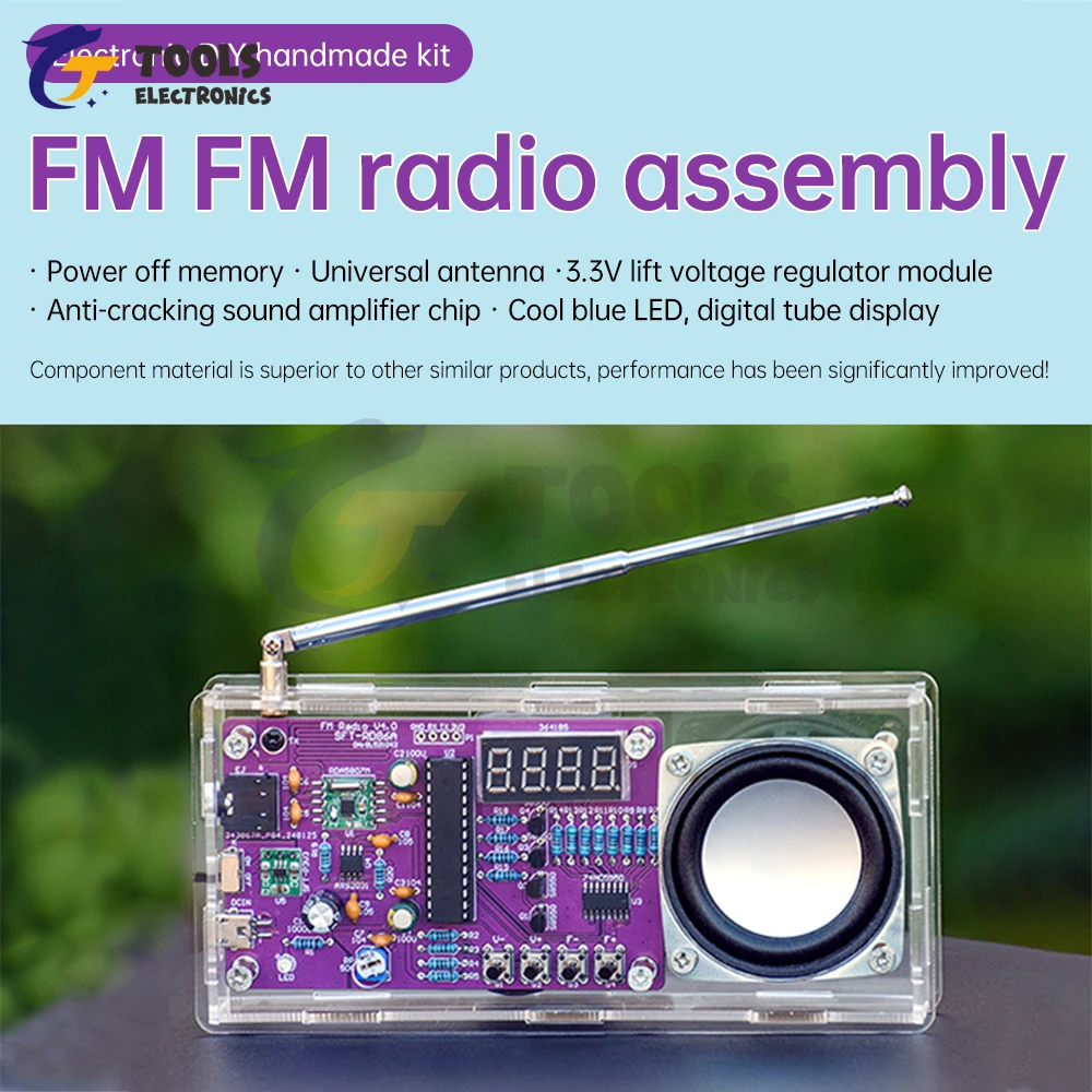 DIY Electronic FM Radio Soldering Kit 87.5MHz~108MHZ Digital Tube Display FM Radio Electronic DIY Kit Soldering  Learning