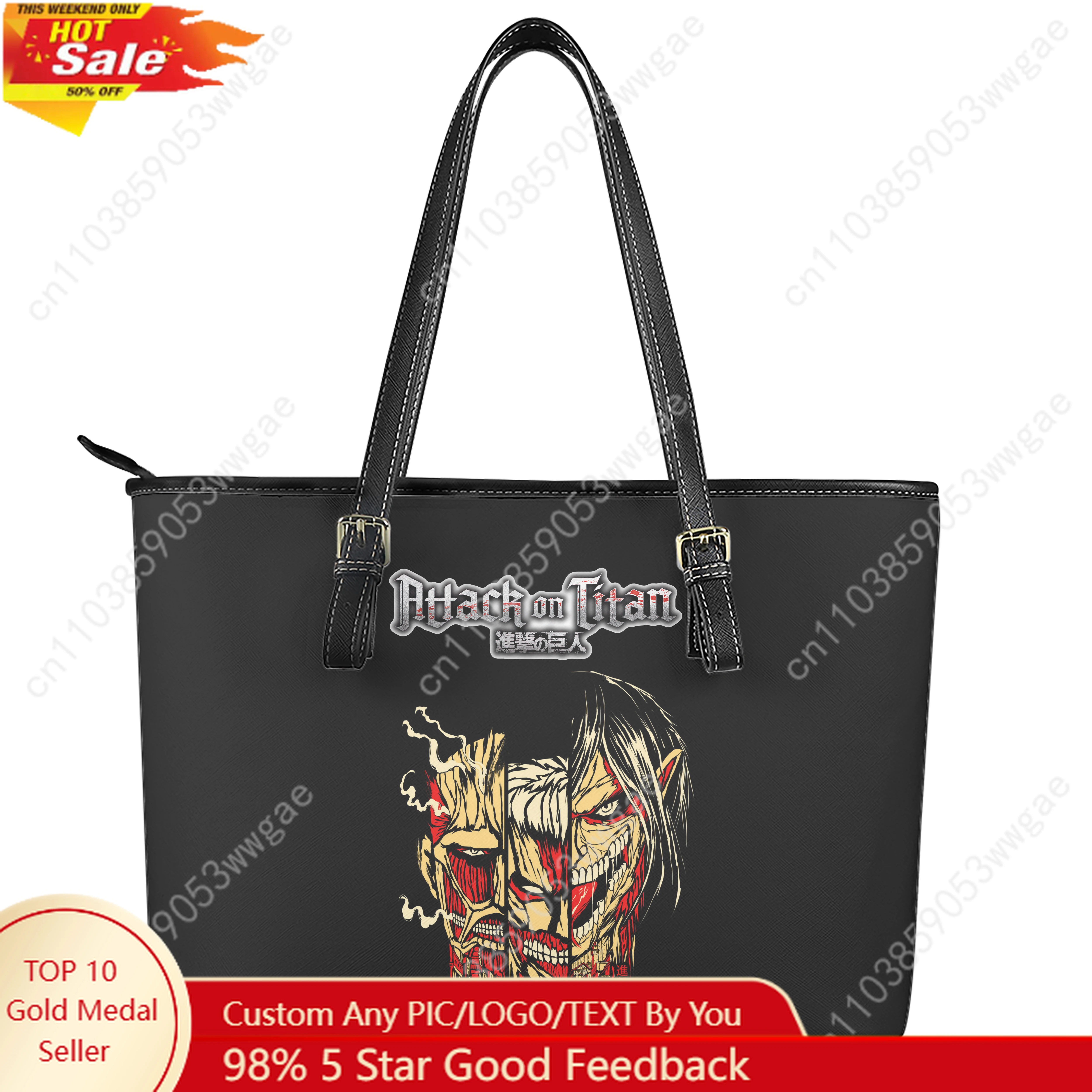 

Attack On Titan Handbag Womens Mens Vintage Personalized Tote Bag Shoulder Bag Business Leather Purse Travel Customized Bag Gift