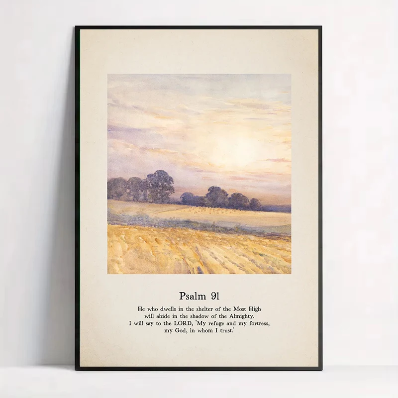 Minimalism Psalm 19, 46 Bible Verse Landscape Poster Canvas Painting Print for Living Room Christian Home Decor Cuadros