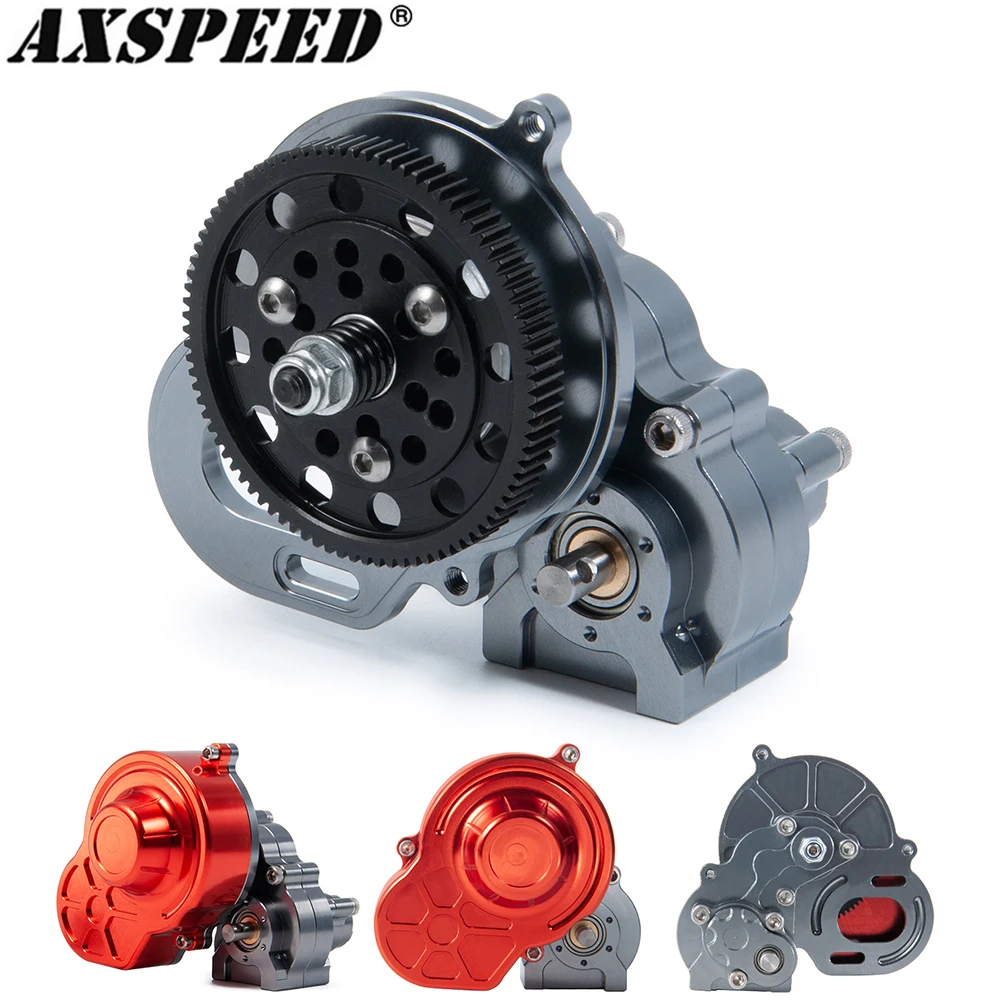 AXSPEED 48P All Metal Transmission Box Reverse Gearbox with Motor Gear Protective Cover for 1/10 RC Crawler Car Axial SCX10