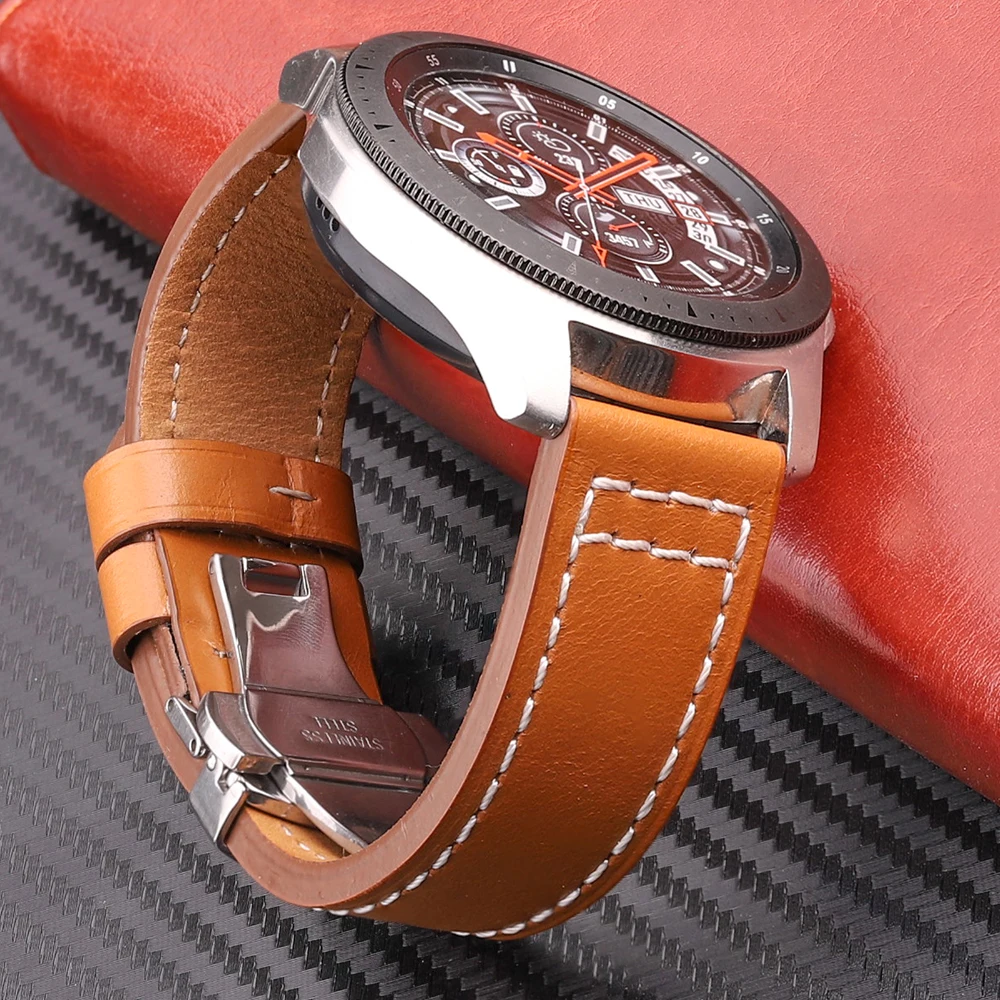 Genuine Leather Watchband 18mm 20mm 22mm 24mm Quick Release Watch Band Dual-Press Automatic Clasp Men Women Strap Accessories