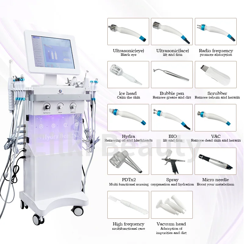 Nuovo 14 in 1 idroossigeno viso donne estetica attrezzatura di bellezza Hydra pelle che stringe la rimozione dei punti neri macchina per la pulizia del viso