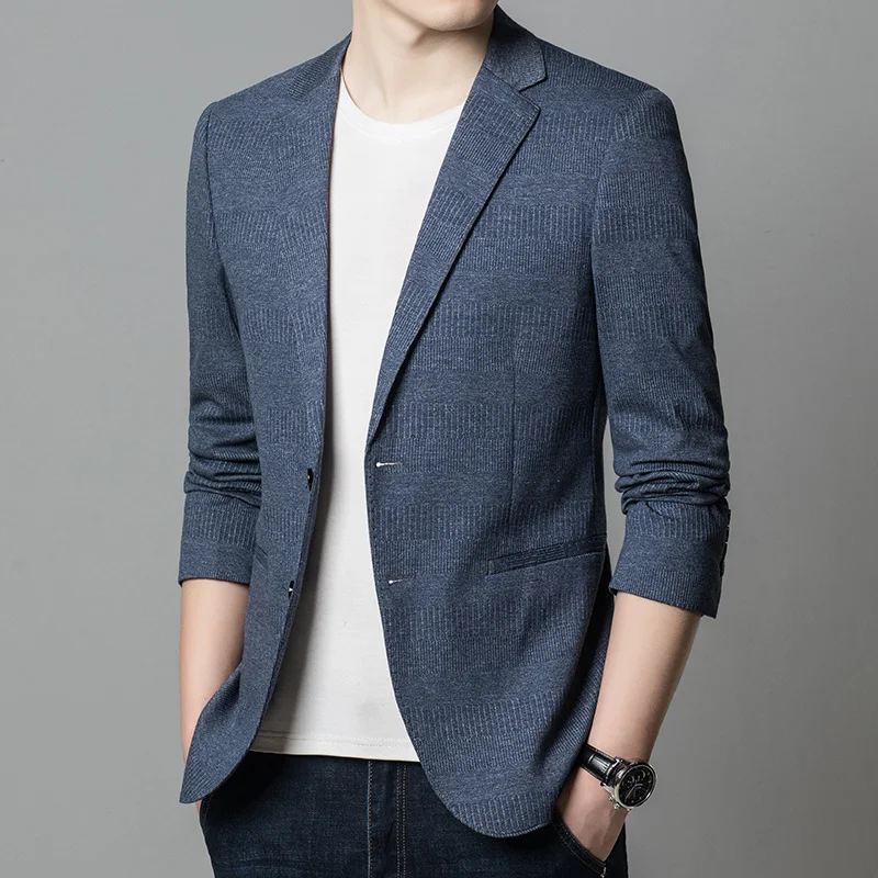 

2023 business Men's new leisure suit suit jacket flat lapel Korean fashion casual top
