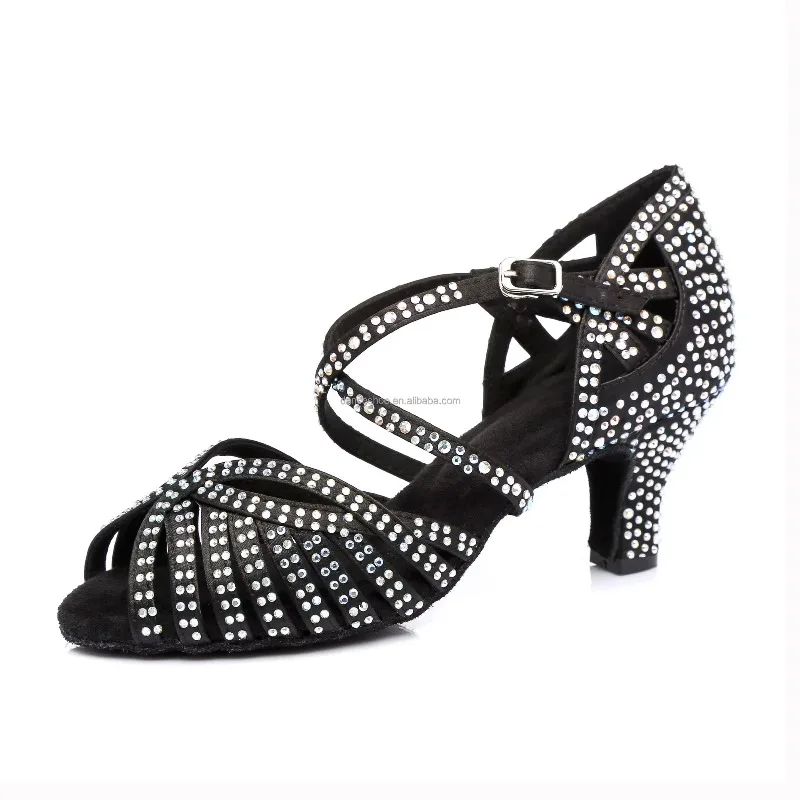 

Adult Black Latin Shoes Women's Salsa Bachata Professional Standard Shoes