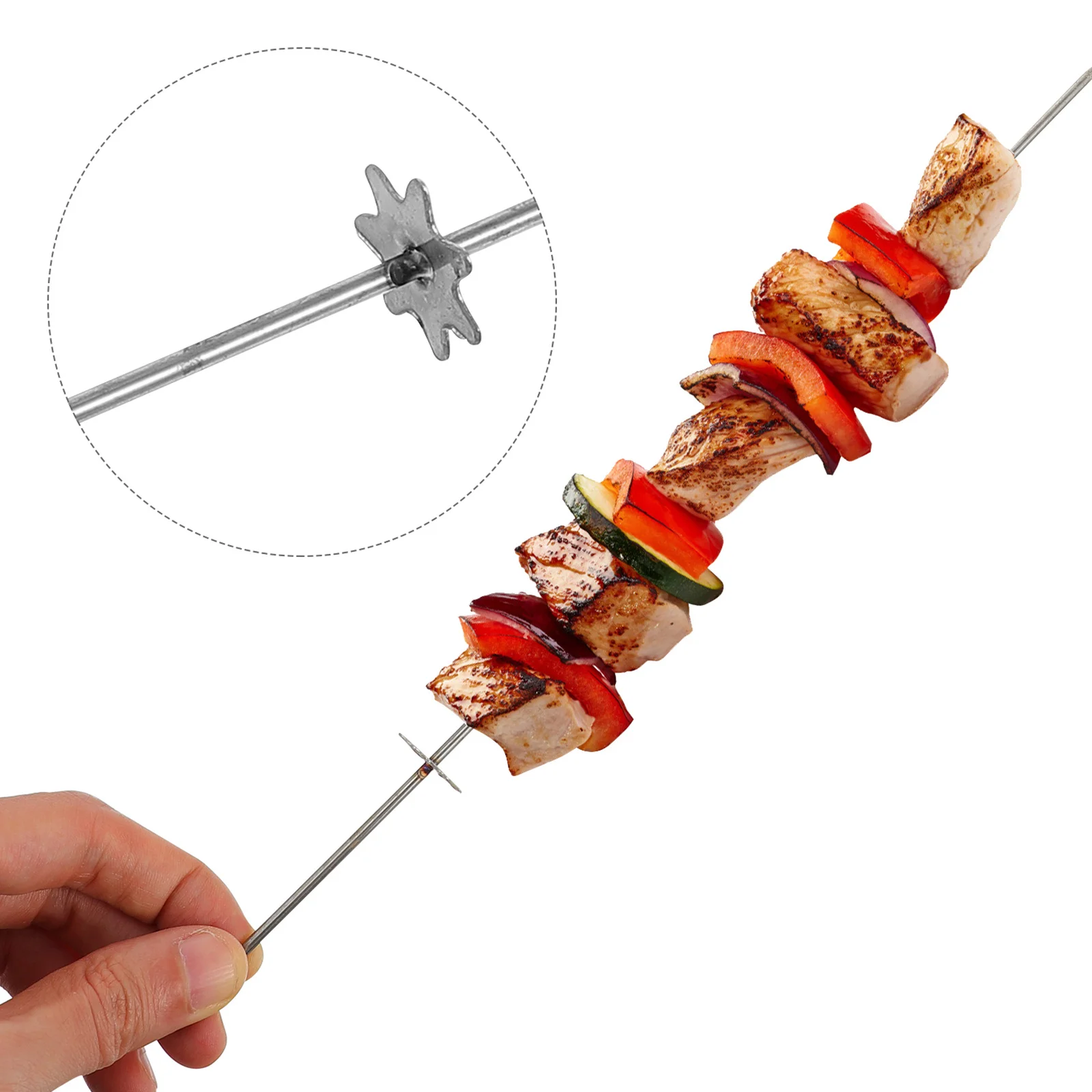 

10pcs Reusable Stainless Steel Barbecue Skewers Durable Metal Bbq Sticks For Outdoor Family Grilling Gear Cooking Tools