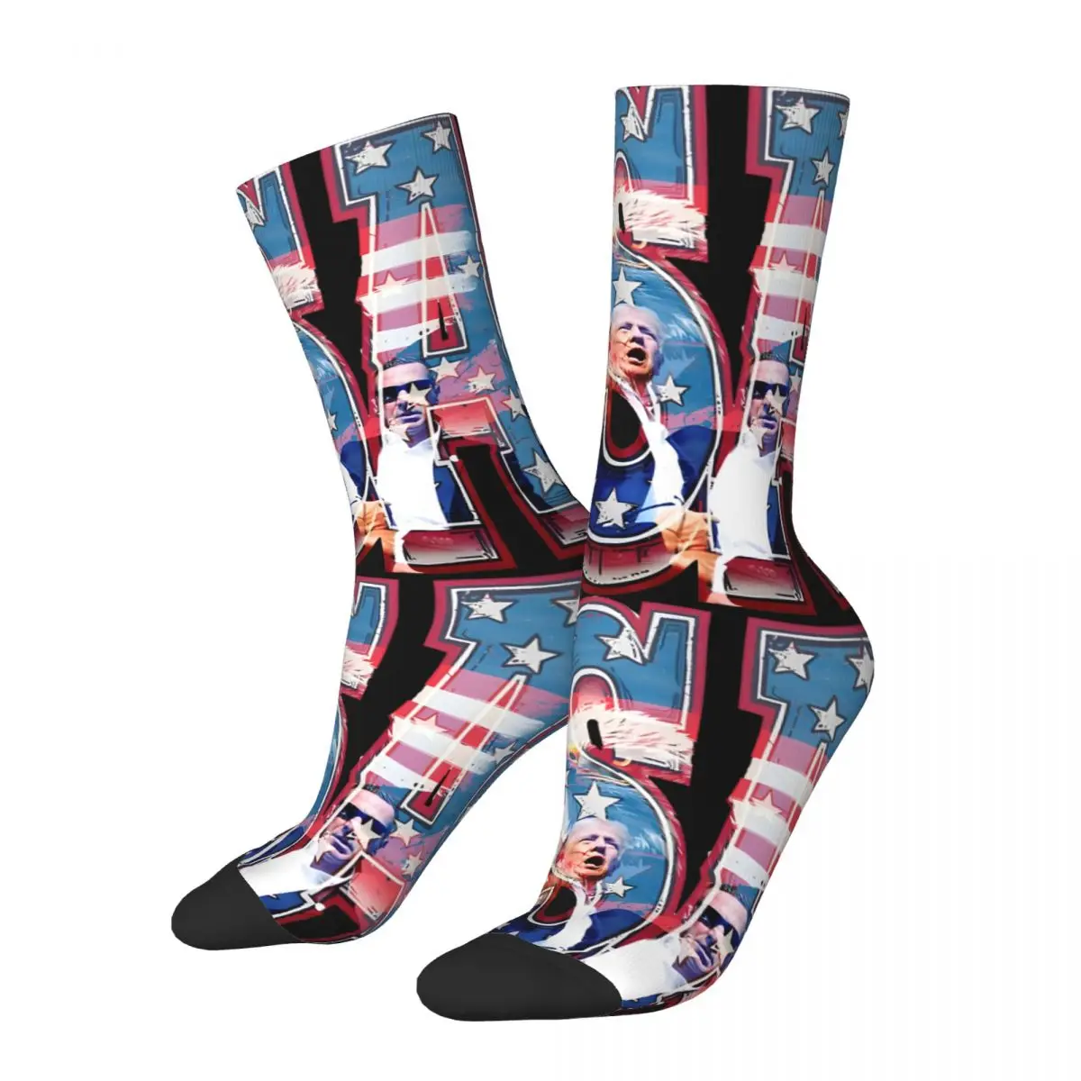 Funny Happy Waiting Vote Men's Socks Retro Harajuku T-Trumps Hip Hop Novelty Seamless Crew Crazy Sock Gift Printed