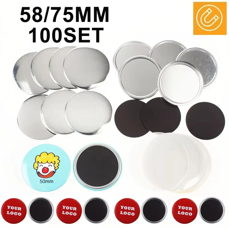 

Blank Round Fridge Magnet Blanks 58/75 mm Soft Magnetic Badge Parts DIY Custom Button Badge Material for Badge Press Machine
