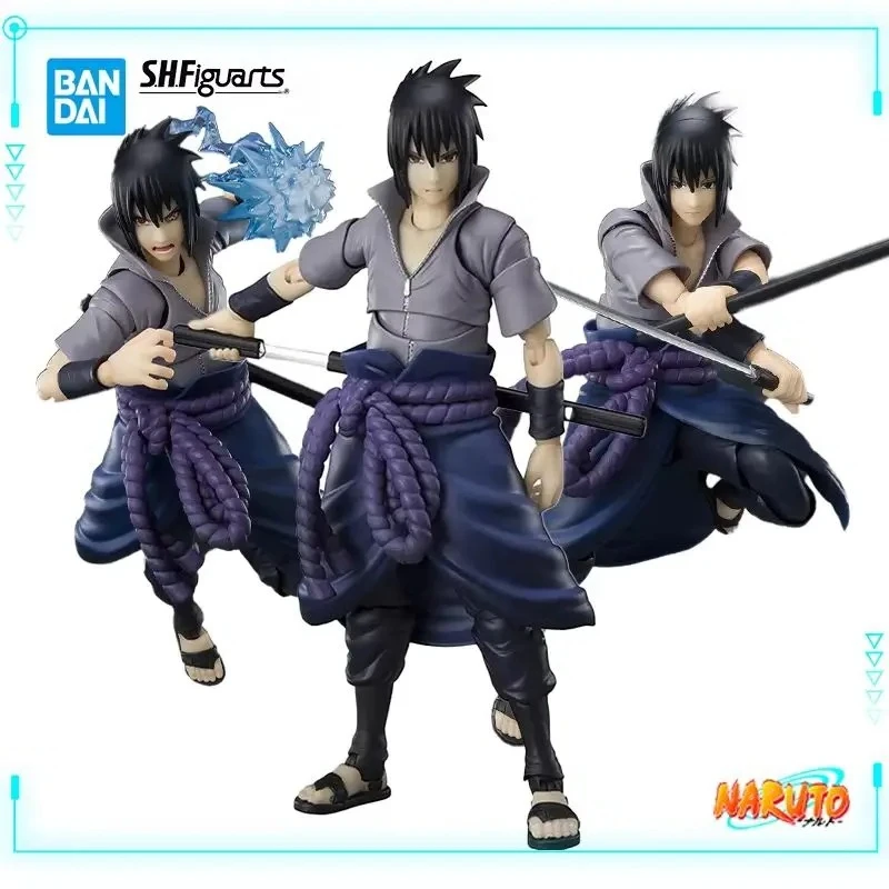 Bandai Original véritable S.H.Figuarts Naruto Shippuuden Uchiha Sasuke He Who ours tout chapeau 14.5 cm modèle jouets figurines d'action