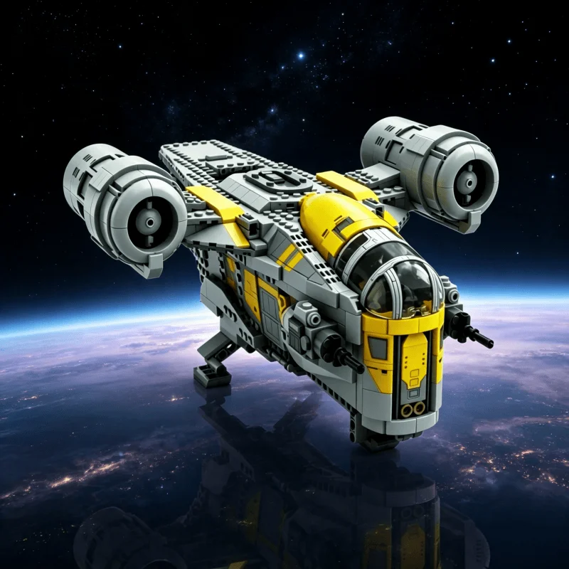 930-teiliges Neues Interstellares Bausatzmodell Razor Crest Transportschiff Bausteine Auf Lager Spielzeug Weihnachtsgeschenke für Erwachsene – Detail 4