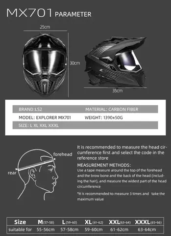 LS2 MX701 ECE DOT प्रमाणन ऑफ-रोड मोटरसाइकिल हेलमेट 6K कार्बन फाइबर मोटोक्रॉस हेलमेट एक्सप्लोरर कैपेसेट कैस्को मोटो कैस्क 12 best sales एलएस2 एमएक्स701 - №8