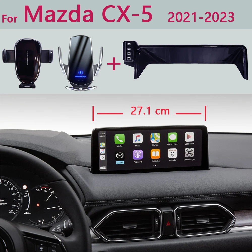 

Car Phone Holder For Mazda CX5 CX-5 2021 2022 2023 10.3-Inch Screen Fixed Navigation Bracket Wireless Charging Car Mobile Stand