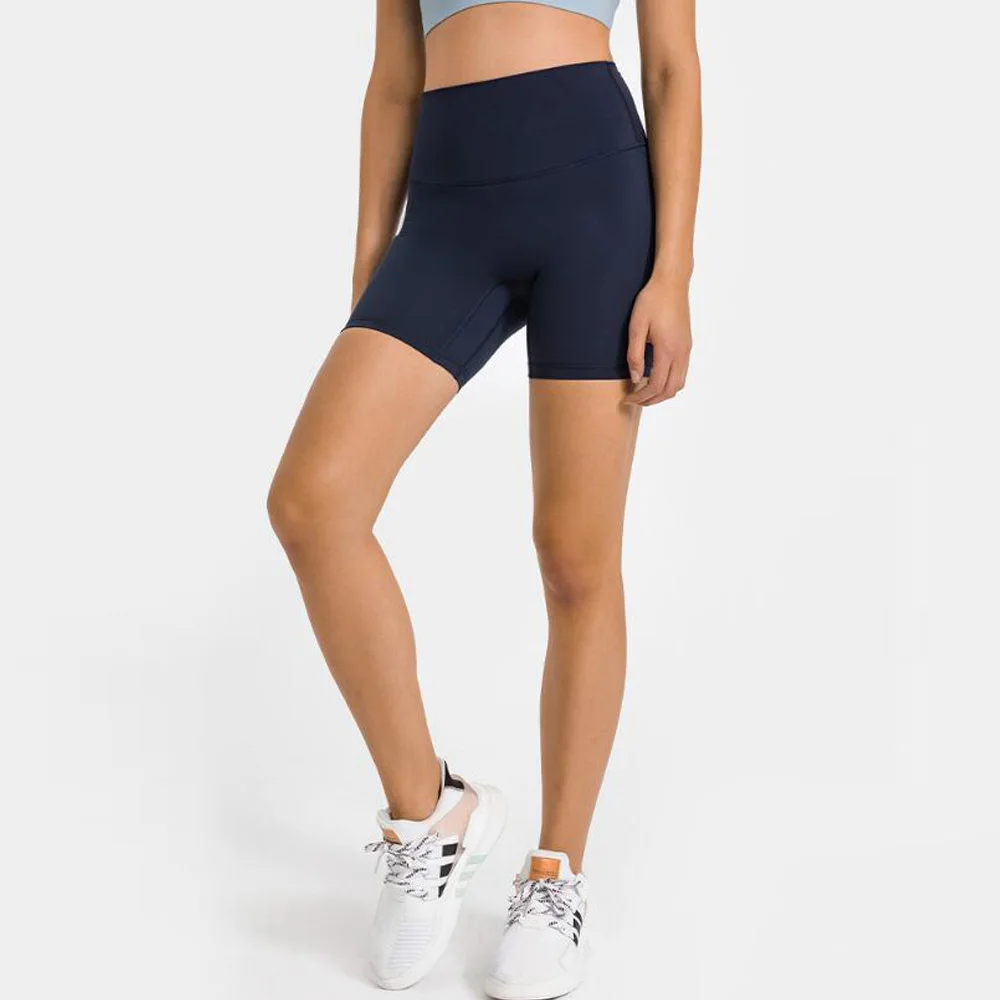 Celana pendek kebugaran wanita, celana pendek lari bersepeda, celana legging olahraga antilembap pinggang tinggi musim panas latihan Gym