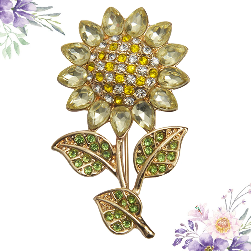 

Rhinestone Sunflower Brooch Pin Bright Enamel Lapel Pin For Women Girls Wedding Birthday Party Gift Cartoon Style Coat Hat Scarf