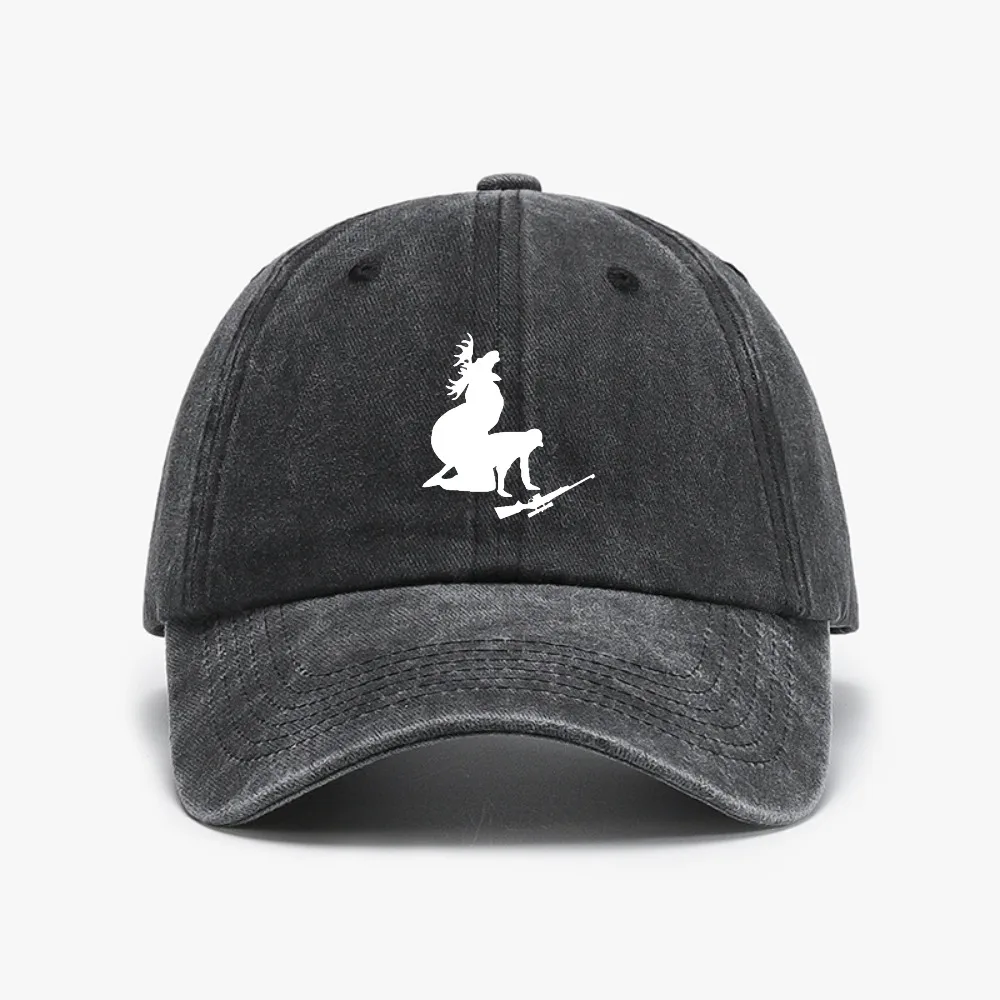 

fashion Funny Moose Hunting Hunter cap men Women outdoor Hunting sun Baseball Caps casual Vintage Washed Denim Hat