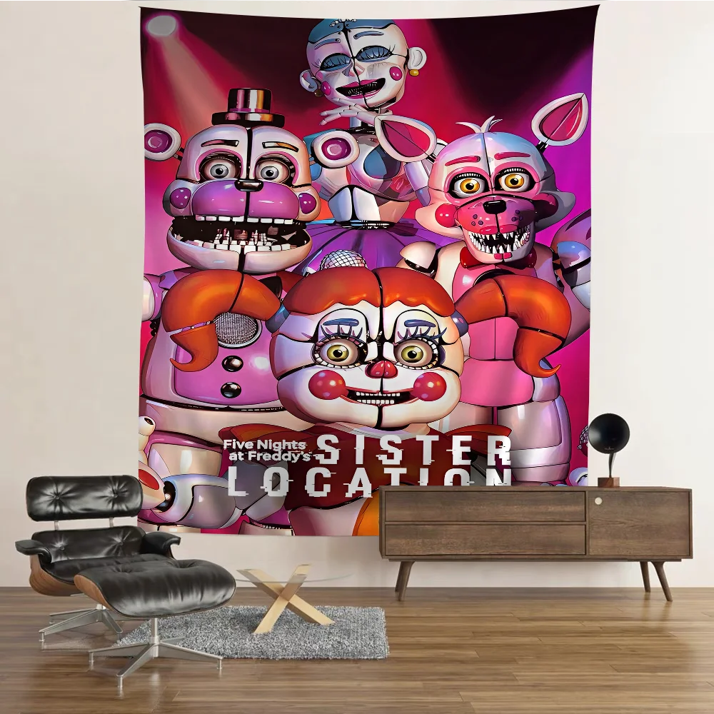 F-FNAF Five-nights-At-Freddys Chart Tapestry Art Science Fiction Room Home Decor Cheap Hippie Wall Hanging