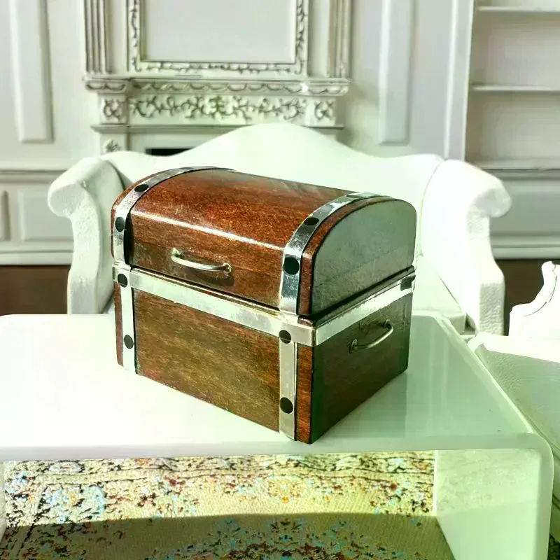 Retro 1:12 Poppenhuis Speelgoed Simulatie Te Openen Schatkist Opbergdoos Miniatuur Meubels Model Speelhuis Speelgoed Decor Kid Geschenken