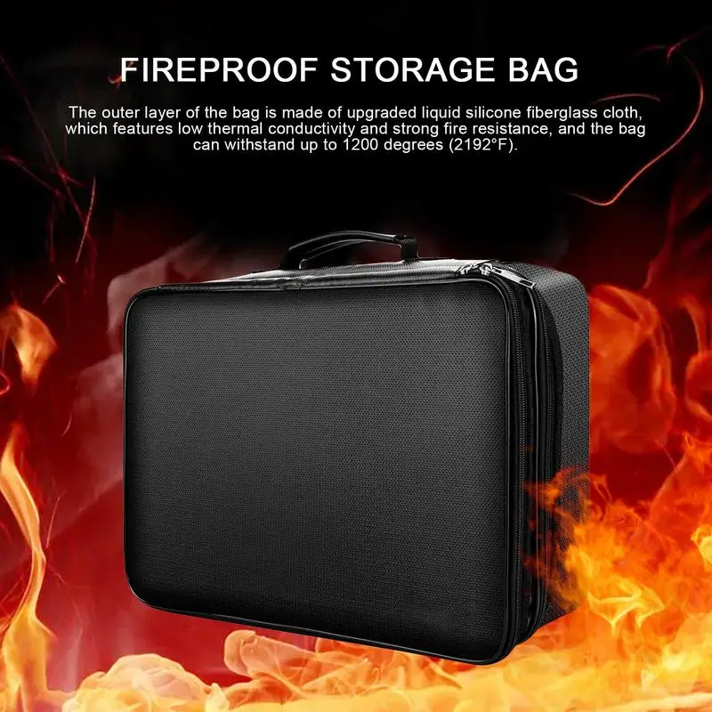 

Fireproof Document Bag Travel Case Portable Waterproof Document Envelope File Folder Zip Closure File Organizer Money Pouch