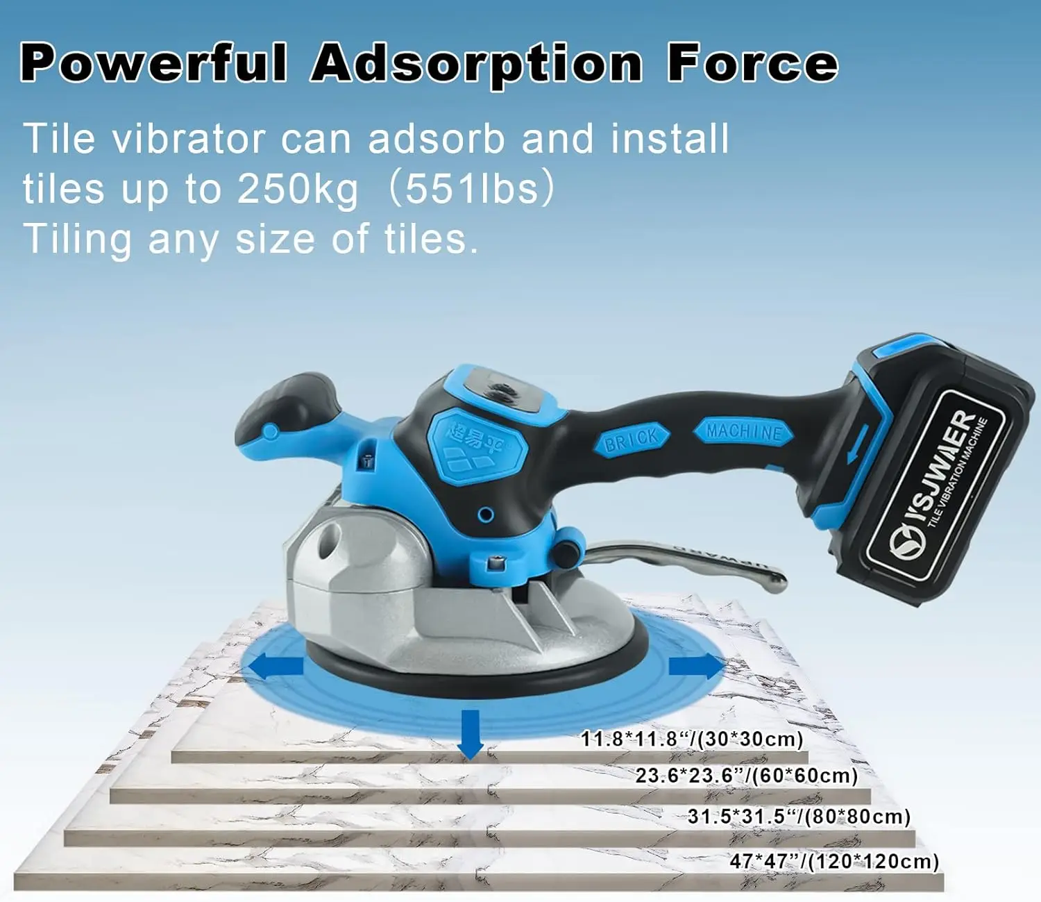 Installation Tool Machine - YSJWAER Tiling Vibrator Automatic Leveling 160mm Suction Cup 25000mAh 32000r/min 6 Speed