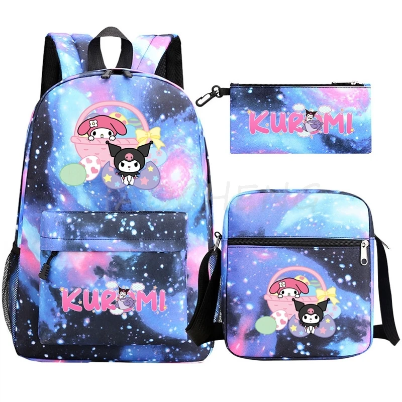 素敵なクロミメロディーバックパック十代のバッグガールズボーイズ 3 ピース/セット詐欺師 Rugzak スクールバッグかわいい鉛筆ケース