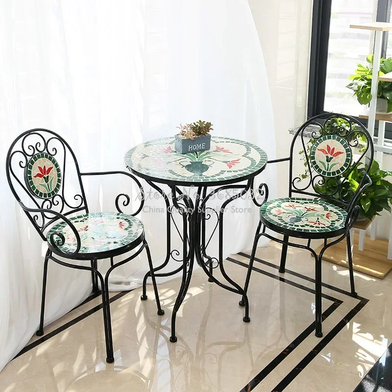 Garden Furniture 60cm, American Rural Iron Art Folding Table and Chairs, Retro Luxury Outdoor Patio Set, Garden Set