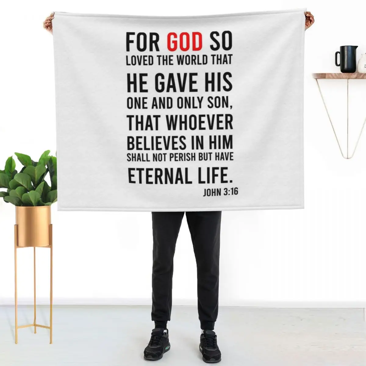 John 3:16 Bible Verse Throw Blanket Hairys Hair blankets ands Camping Weighted Blankets