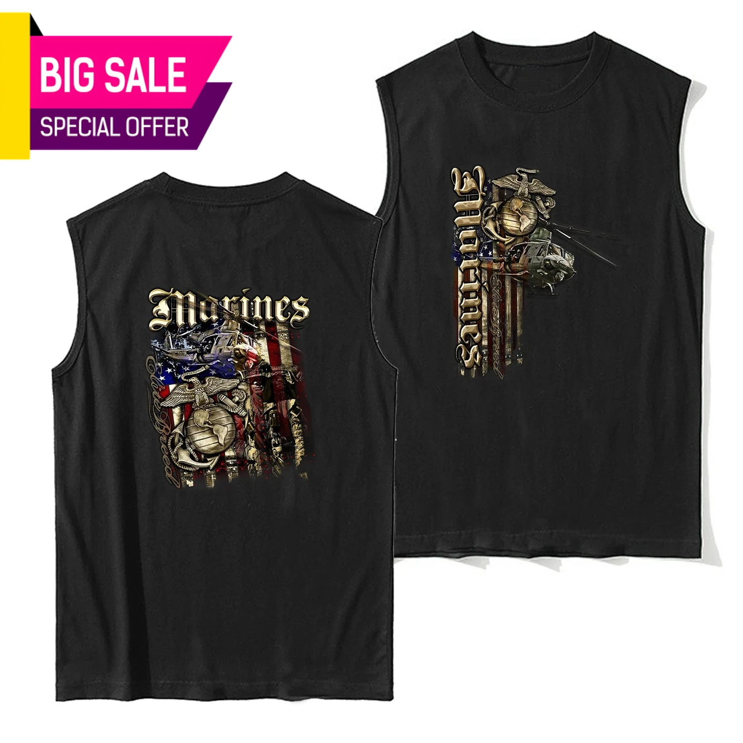 

Retro USA Flag Eagle Globe and Anchor US Marine Corps Tanktop 100% Cotton O-Neck Summer Casual Mens Vests Sleeveless T-shirt