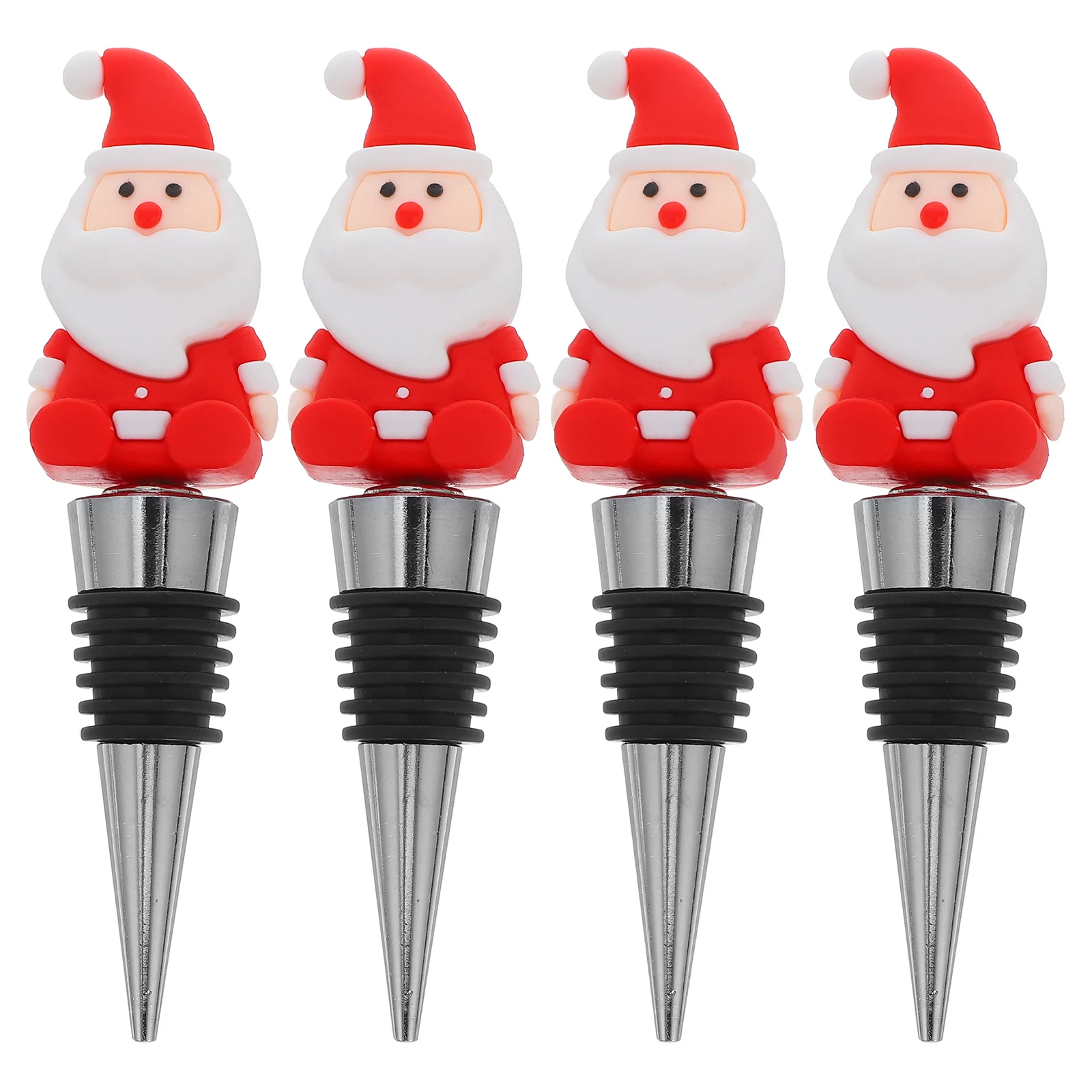 

4Pcs Xmas Wine Bottle Stopper Christmas Sealing Wine Stopper Party Santa Claus Bottle Topper Decorative Christmas Supplies