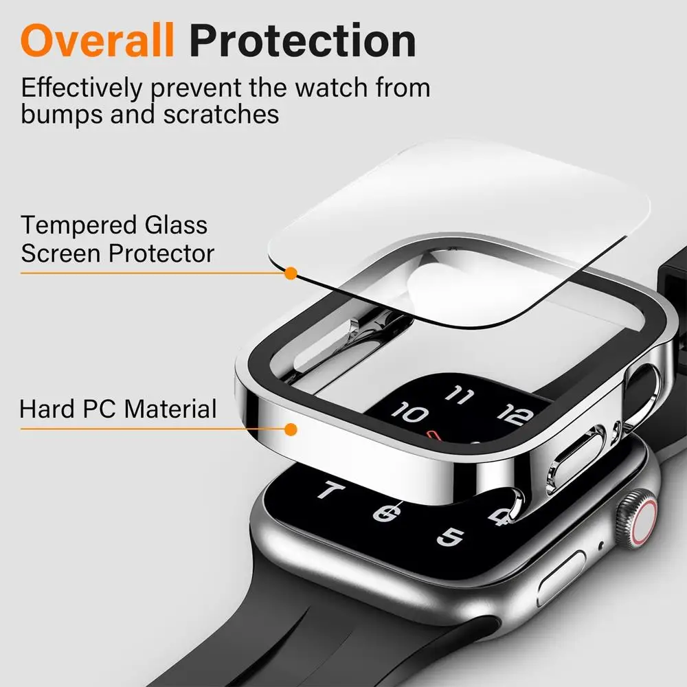 Glas + cover voor Apple Watch Case 49mm 45mm 41mm 44mm 40mm Gehard Screen Protector accessoires iWatch Serie Ultra 9 8 7 6 5 SE