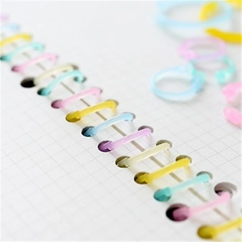 30pcs/bag Colored Easy Notebook Loose Leaf Ring Binder Multi-function Circle Calendar Ring Keychain Bobbin Winder