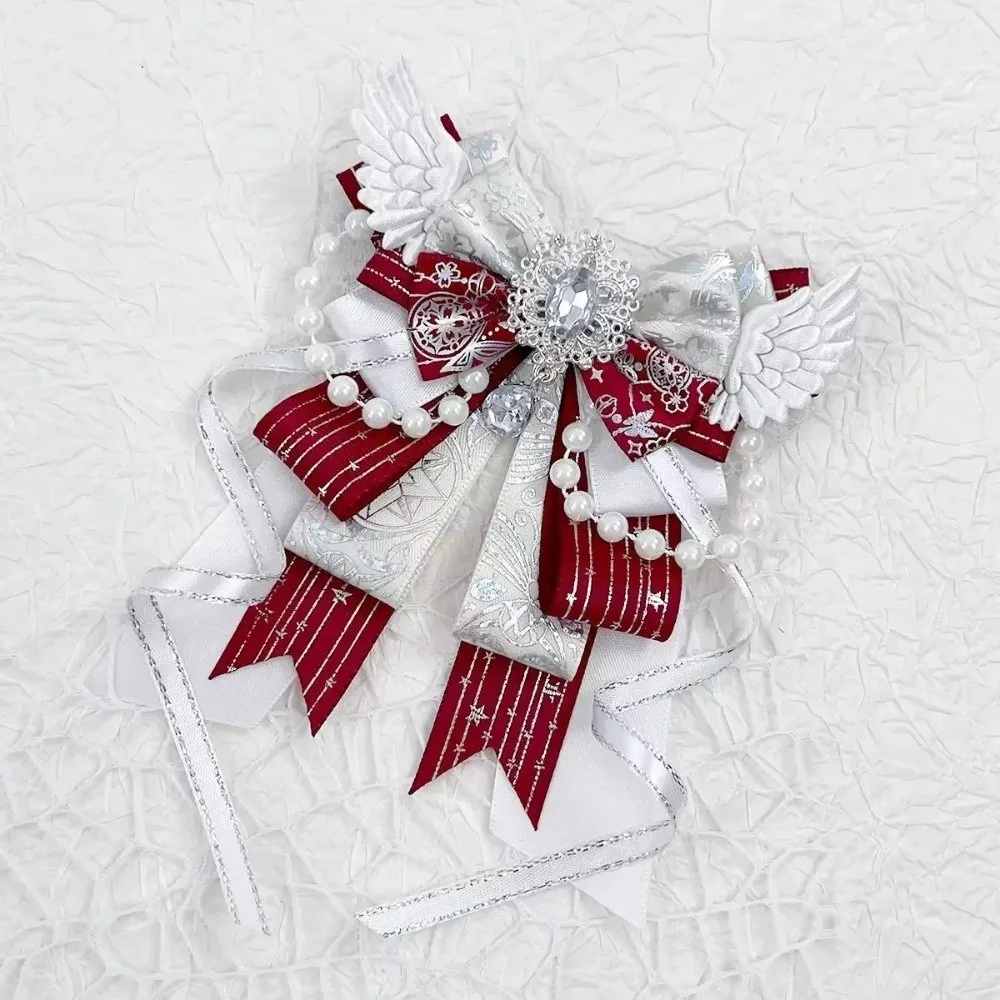Handmade Jewelry Itabag Decoration Crystal Pearl Long Streamers Lolita Angel Wing Bow Bag Pendant Knot Bowknot Anime Collectible