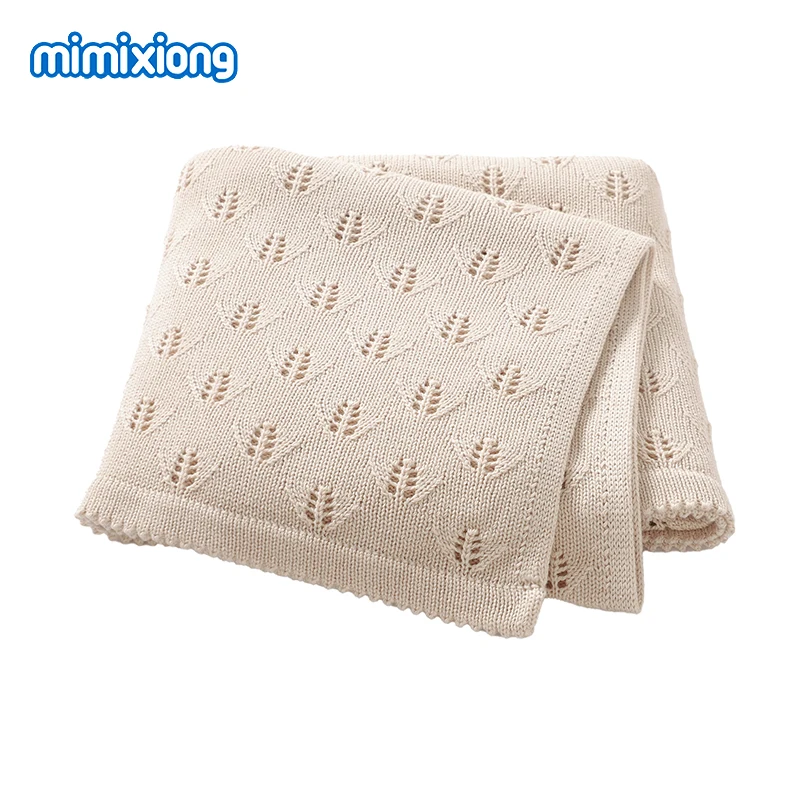 

90*70cm Baby Blankets Knitted Newborn Boys Girls Stroller Swaddle Wrap Sleeping Stuff Solid Cotton Infantil Receiving Quilts Mat