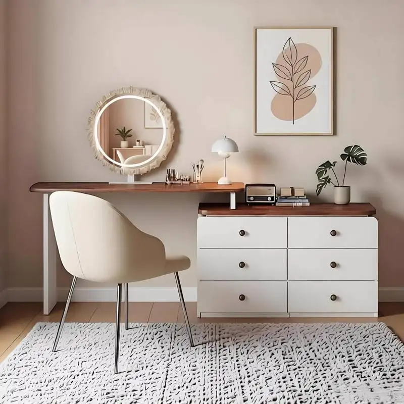 

Compact Decoration Vanity Desk Mirror Drawers Corner Lounges Dressing Table Bedroom Makeup Coiffeuse De Chambre Furnitures