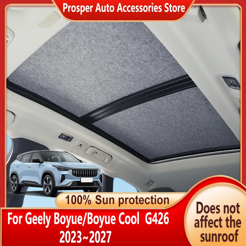 Panoramic Sunroof Insulation Roof Visor For Geely Boyue/Boyue Cool G426 2023~2027 Sun Protection Adsorption Sky Curtain Sunshade
